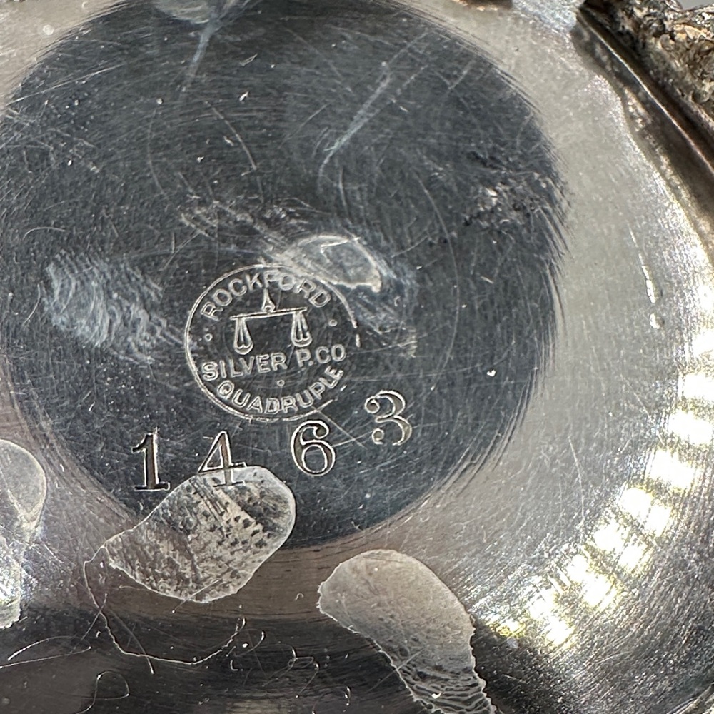 Antique Silver Plate Floral Etched Sugar Bowl - Picture 5 of 6